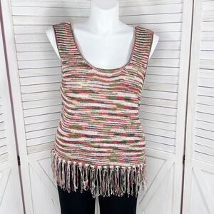 Rocks‎ & Indigo Boho Multicolor Knit Fringe Hem Tank Top XL